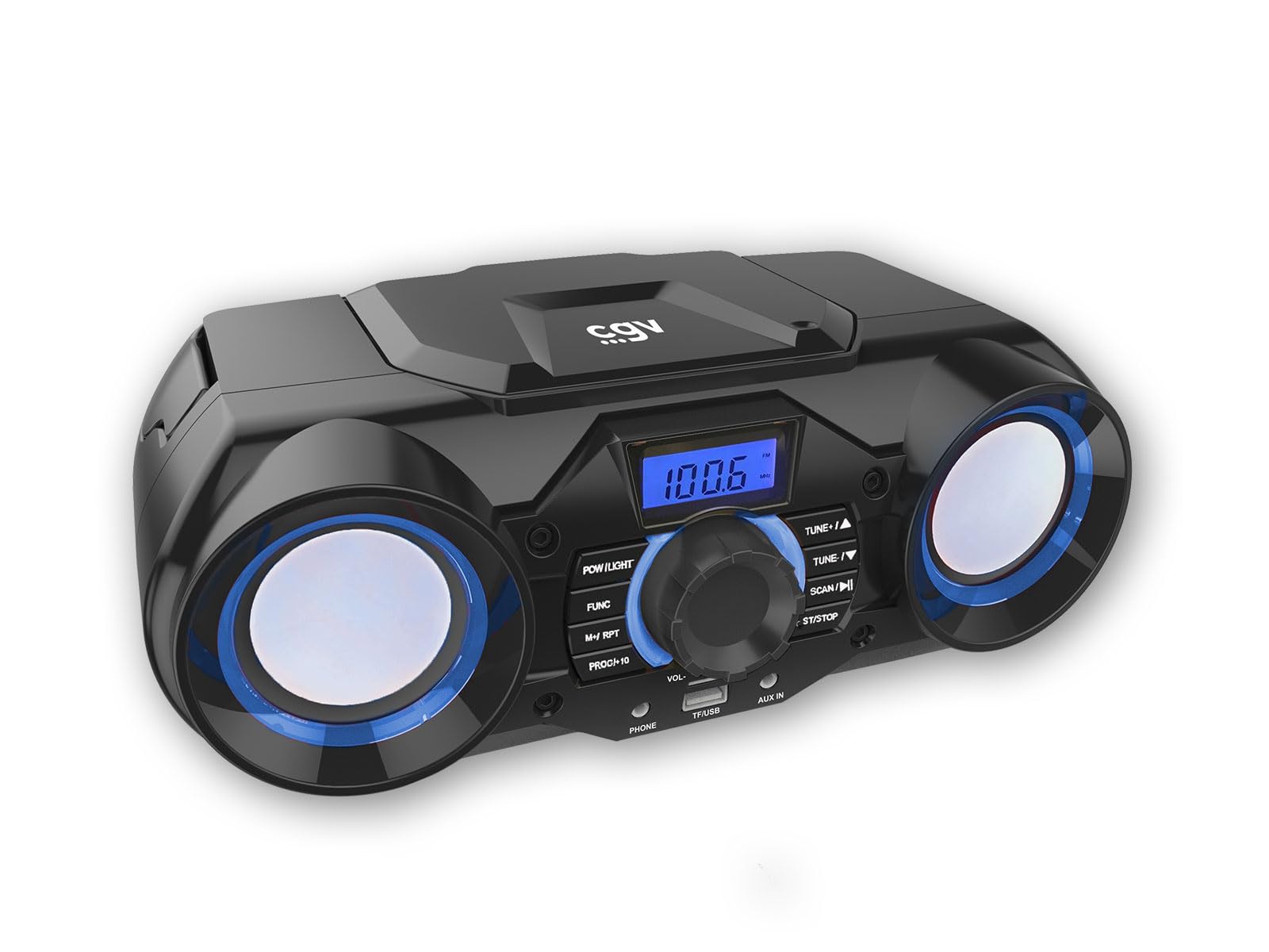 Przenośny odtwarzacz CD, CD SG-1 z efektami świetlnymi LED, odtwarzanie MP3, Bluetooth, radio FM, karta pamięci SD, wejście USB, odtwarzacz SD