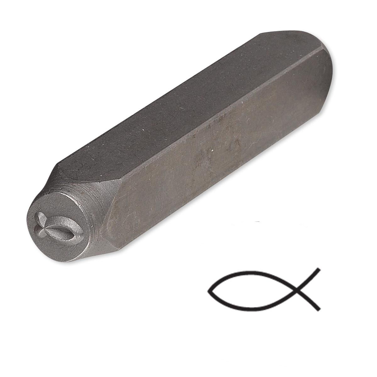 Steel Design Stamp Punch Tool to Embellish Metal, Plastic, Jewelry Blanks, Clay+ (Christian Fish 6x3mm)