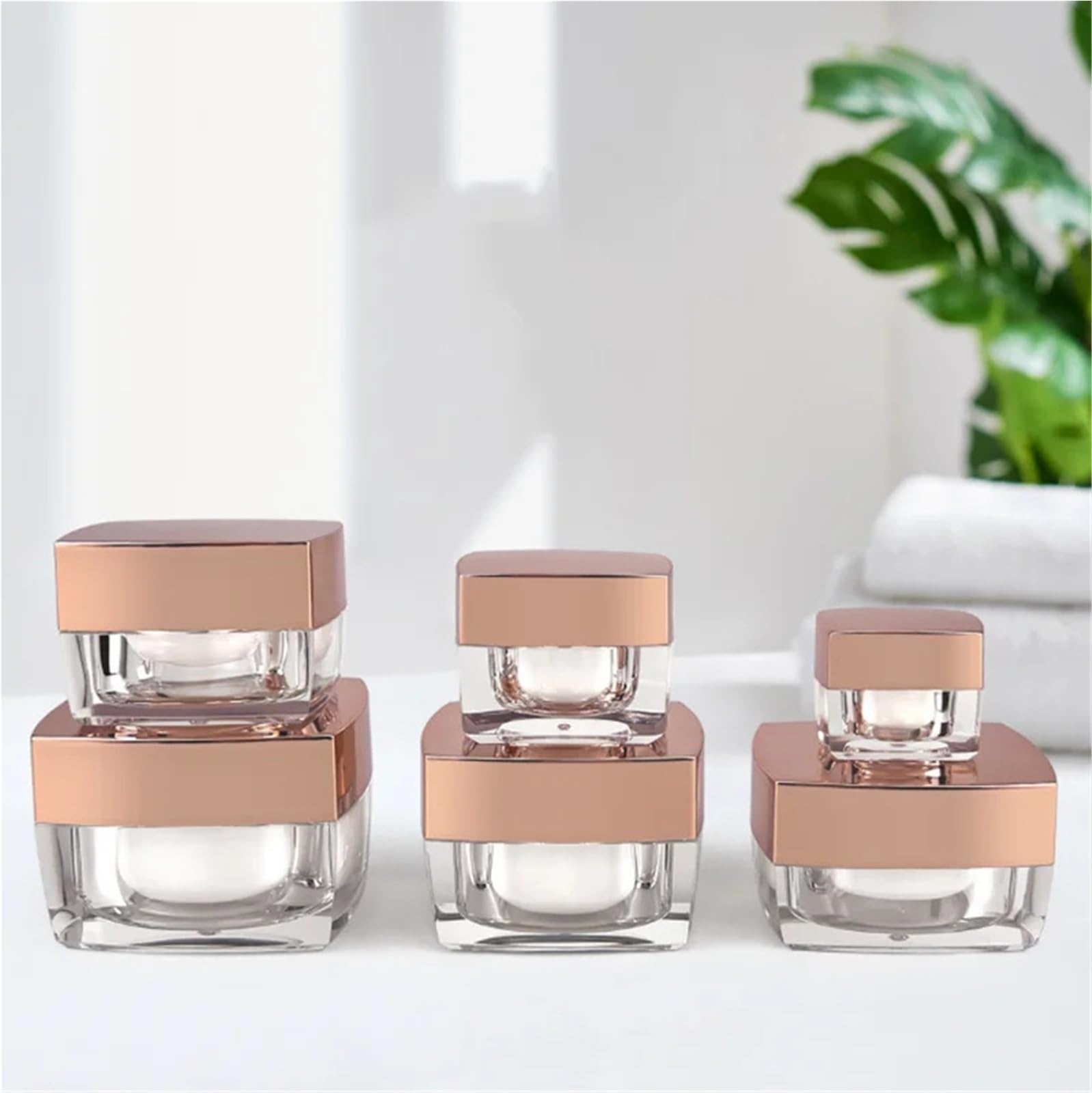 Tarros Cosmeticos Frasco de crema vacío 10/20 piezas, botellas cuadradas for loción, contenedor cosméticos, tarro transparente, bote viaje for maquillaje, botella rellenable(30g,10pcs gold)