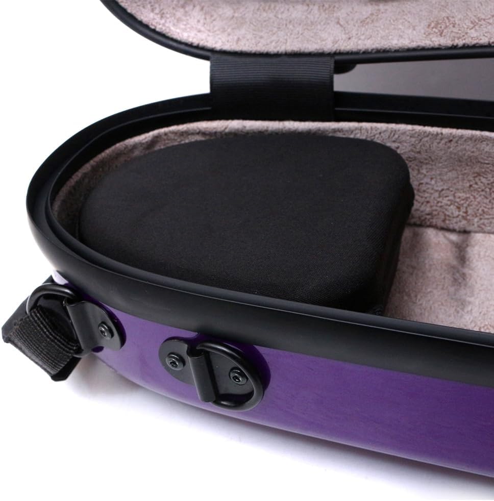 Vetimobato Dazzling Hard Shell Violin Case 4/4 Full Size Strong Flight Carbon Fiber Violin Box with Straps Travel Violin Case (Violet)