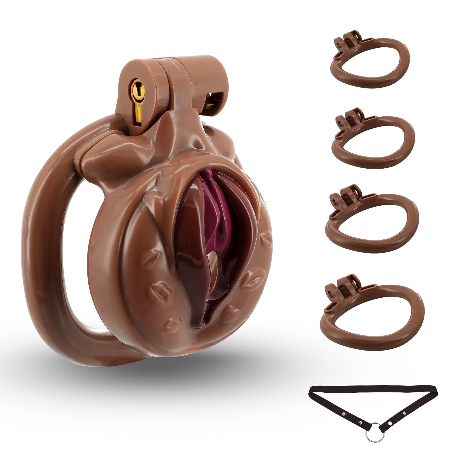 Male Chastity Cage Lightweight Cock Cage ABS+Resin Chastity Device Adult Sex Toys with 4 Different Sizes Rings,Chastity Belt & Invisible Lock for Sissy Men Penis Exercise and Abstinence (Skin）