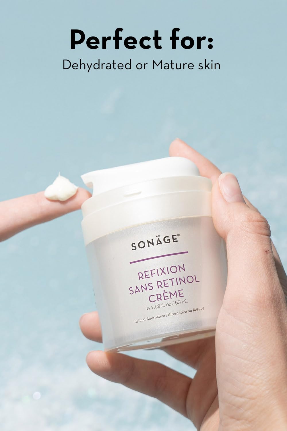 SONAGE Refixion Sans Retinol Cream | Bakuchiol Anti-Aging Moisturizer | Natural Retinol Alternative | Improves Skin Texture & Elasticity | Plant-Based Wrinkle Reducer