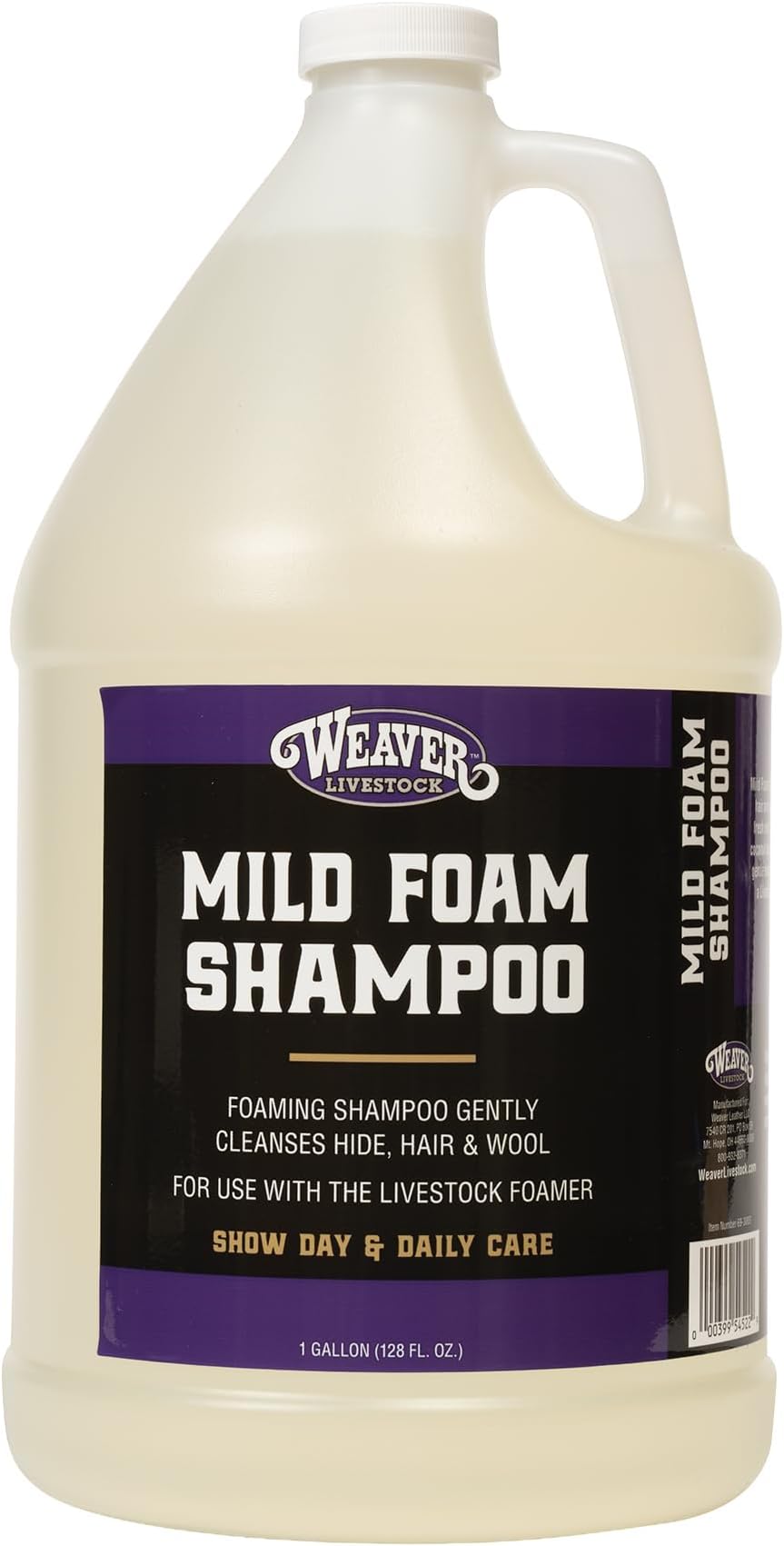 Weaver Livestock Whitening Foam Shampoo for Horses, Pigs, Cattle, Gentle, and Effective Coconut-Based Hide, Hair, and Shampoo, Daily Use, Cattle Show Supplies
