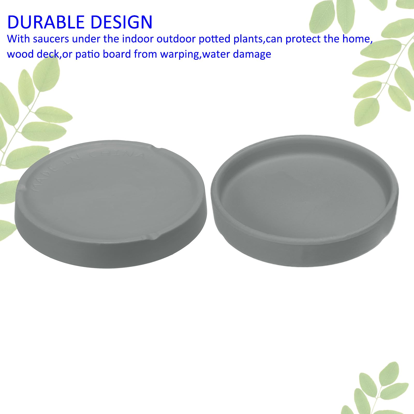 M METERXITY 3 Pack Planter Saucers - Ceramic Plant Tray Flower Pot Drip Trays Round Apply to Outdoor/Garden (4/5/6inch, Dark Grey) - Image 3