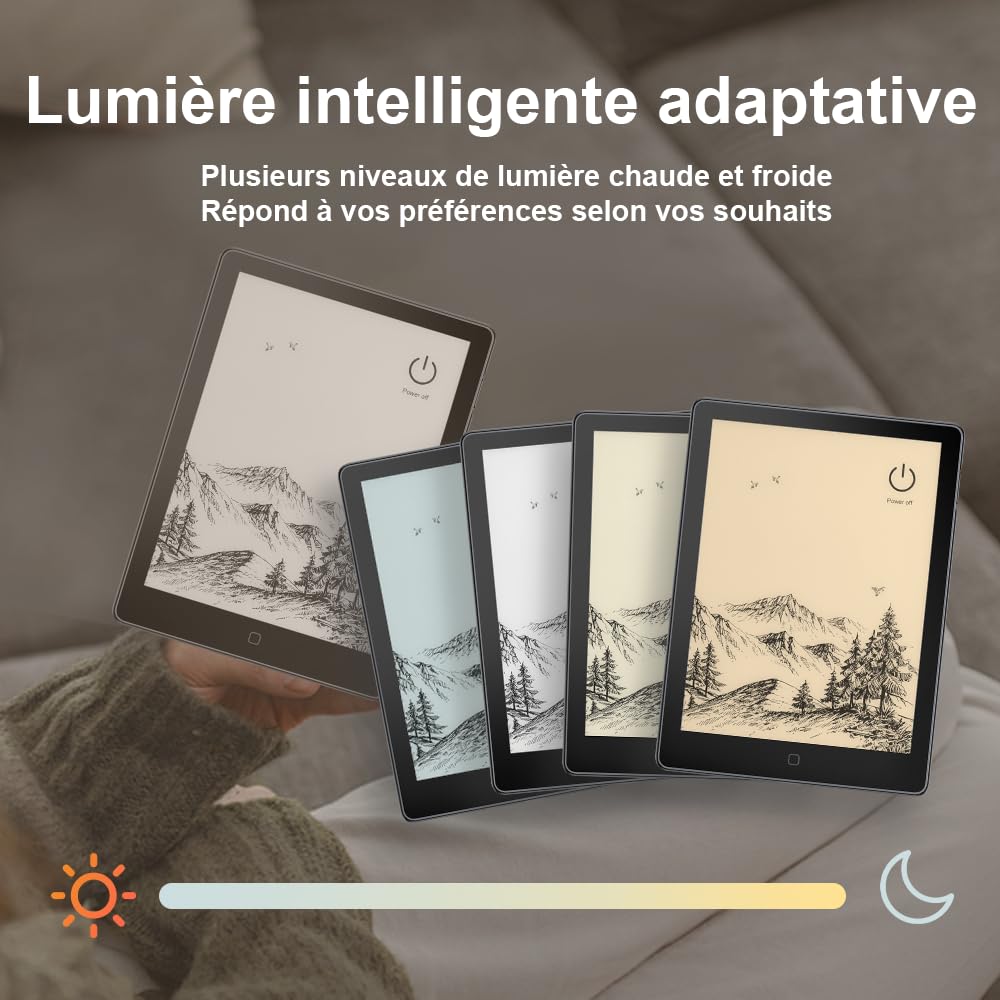 Veidoo Liseuse e-book 6 pouces avec grand écran E-Ink, 32 Go de ROM, 758 x 1024, 212 DPI, SMARTlight réglable, E-reader Android, Haut-parleur intégré, Tablette E-Ink avec WiFi et couvercle (Noir)