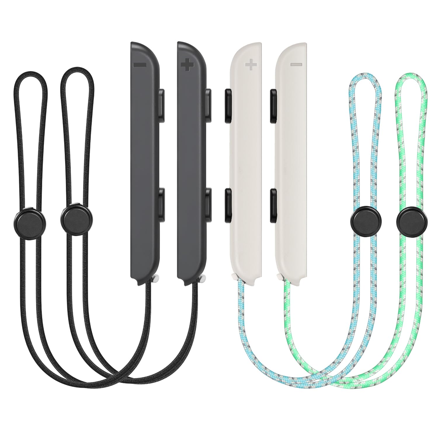 KOOWOD Wrist Strap for Switch Joycon – 1 Pair Lanyard Replacement Parts Accessories Caps for Joy Con Controller (Black and White)