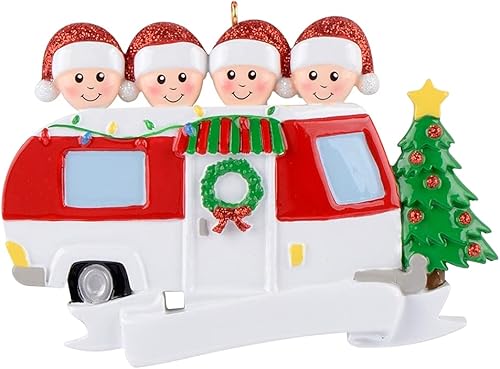 Vista 10 de MAXORA Familia de 2 adornos de Navidad personalizados – RV Motorhome Family Road Trip Ornamento con árbol de Navidad