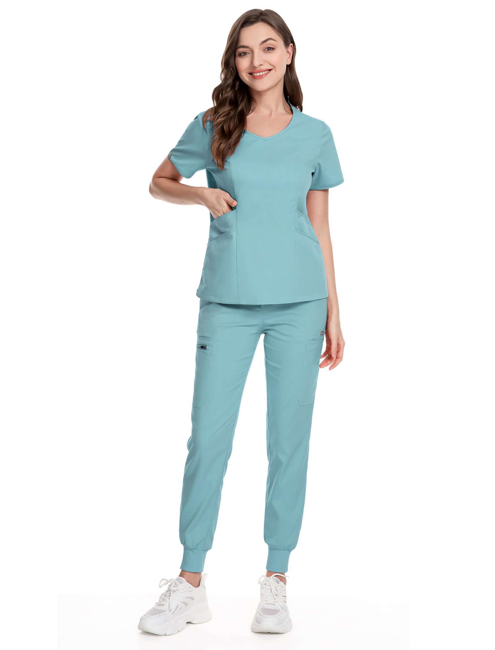 niaahinn Scrubs for Women Set Loose Fit No Body bondage & Jogger Pant scrub set with 10 Pockets
