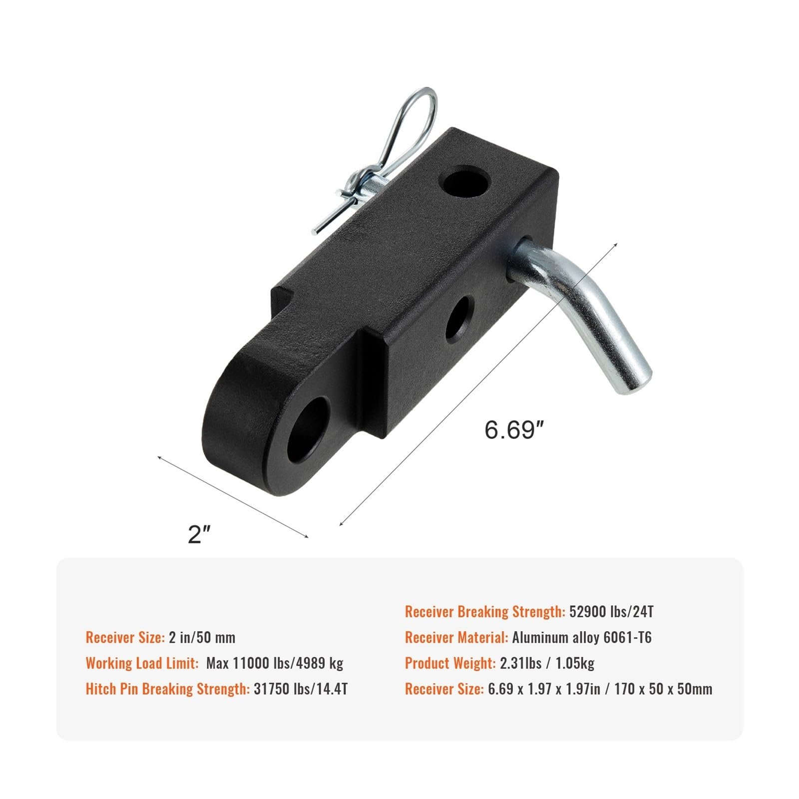 52900 funtów Shackle Hitch Receiver pasuje do odbiorników 2" Akcesoria holownicze z blokadą zaczepu przyczepy, Wysoka wytrzymałość