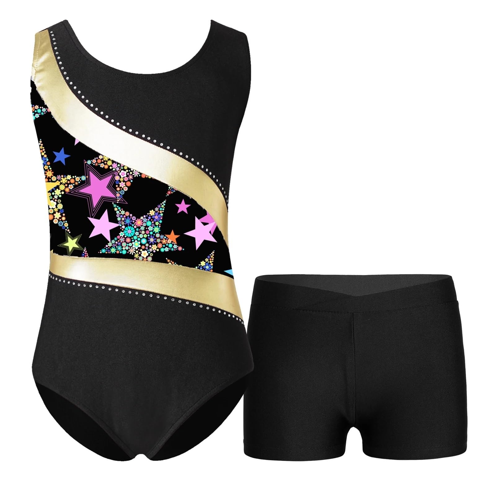 Leotardos De Gimnasia para NiñAs Leotardo de Ballet Danza for niñas, Ropa Deportiva, Traje baño sin Mangas, Mono gimnástico con Pantalones Cortos