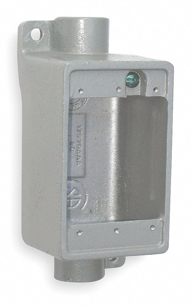 Hubbell KILLARK Weatherproof Electrical Box, 1-Gang, 2-Inlet, Malleable Iron