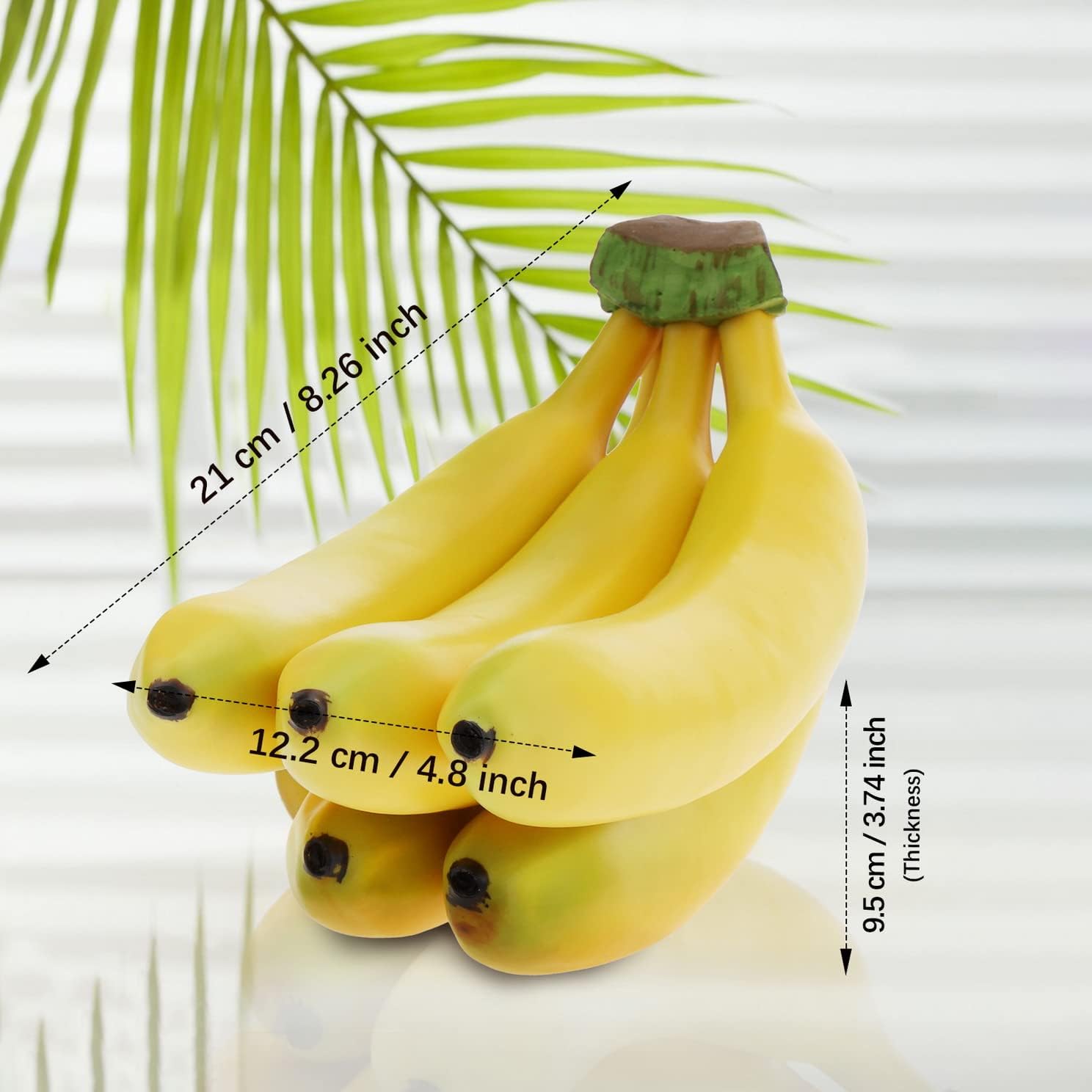 Woration Artificial 5 Heads Banana Bunch Lifelike Simulation Fruit Decor image 2