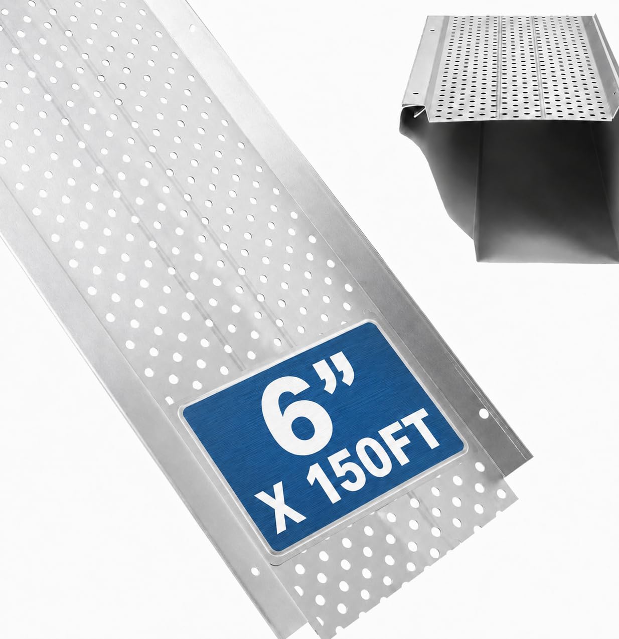 Photo 1 of 6" Aluminum Gutter Guard, 112 PCS Total 150 FT Leaf Filter Gutter Covers, 16" Each Piece, Easy DIY Leaf Guards for Gutters, Fits Most Roof & Gutter Types