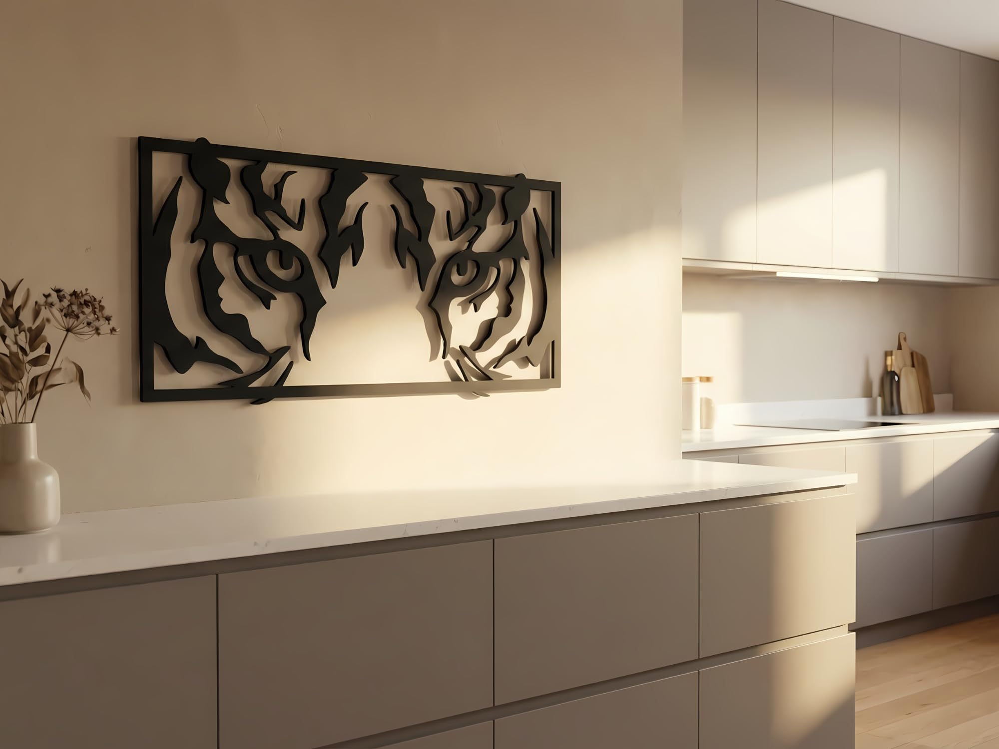VAILLA Animales Cuadros decoracion salon modernos grande, Decoración de pared de madera 3D, Decorativos para Pared del hogar, Cuadro Habitacion, Quadros decoração sala, dormitorio (Ojos de tigre)