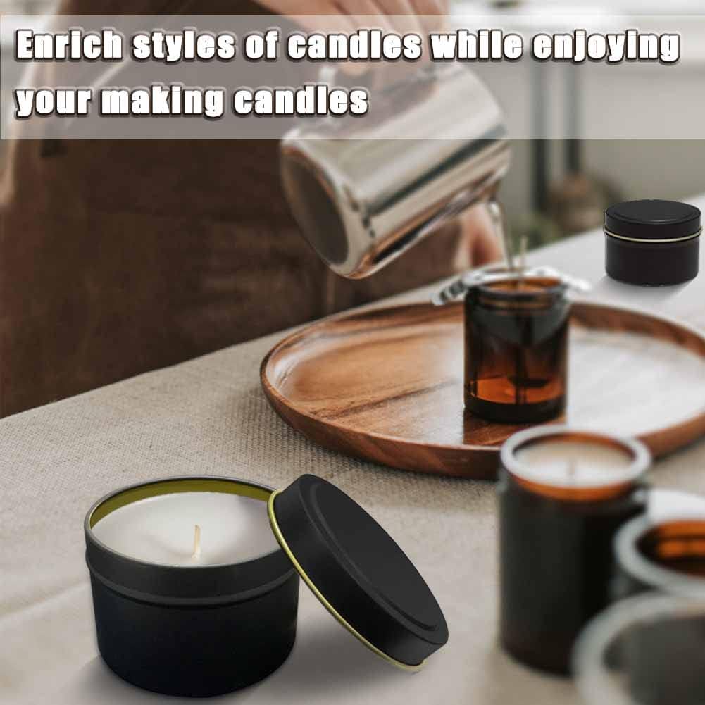 Bunhut Candle Tins 8 oz with Lids, 24 Pack Empty Candle Jars for Candle Making, Black Metal Candle Containers Bulk for DIY Projects, Home Decor, Gifts and Storage