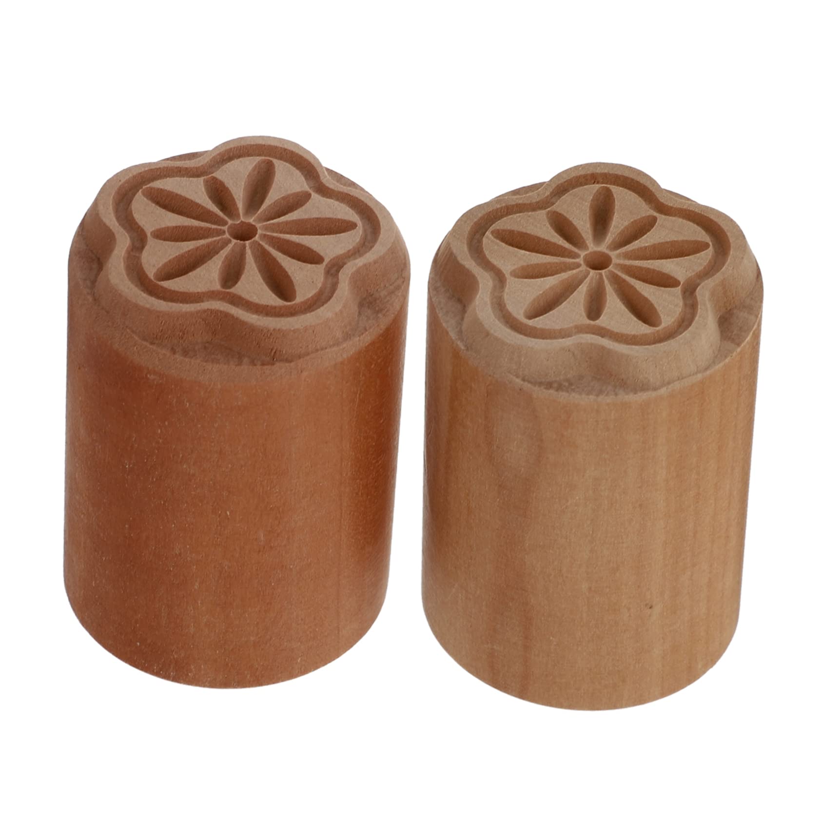 KICHOUSE 2Pcs Wooden Dough Stampers for Baking Creative Baking Accessories for Bean Paste Buns and Dim Sum Decoration Easy to Clean