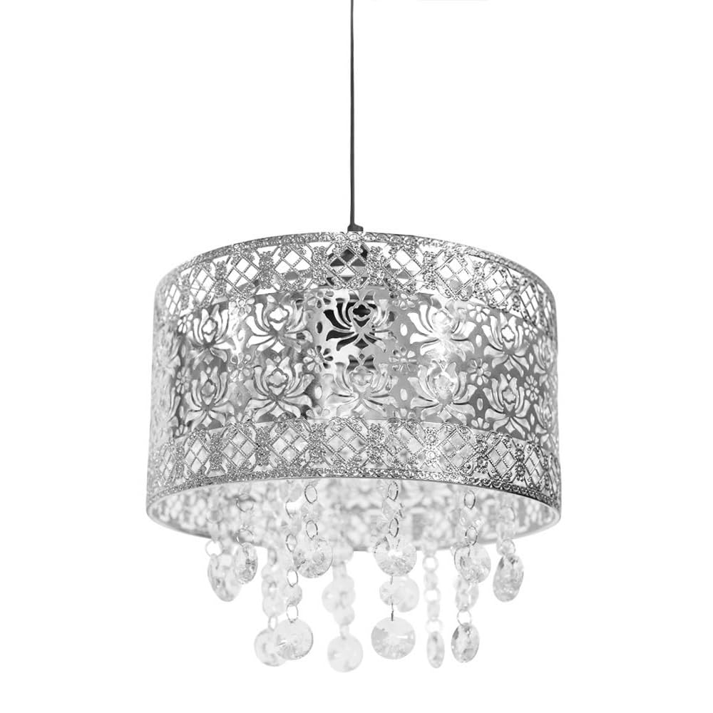 ValueLights | Silver Moroccan Style Drum Light Shade | Pendant Lights, Home Décor & Improvement Essential | 22cm Shade Width