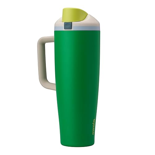 Owala FreeSip Tumbler Insulated Stainless Steel Water Bottle with Built-in Straw and Side Handle, For Travel, Work, School, and Sports, 40oz, BPA Free, Leak Proof, Putting Green - Putting Green