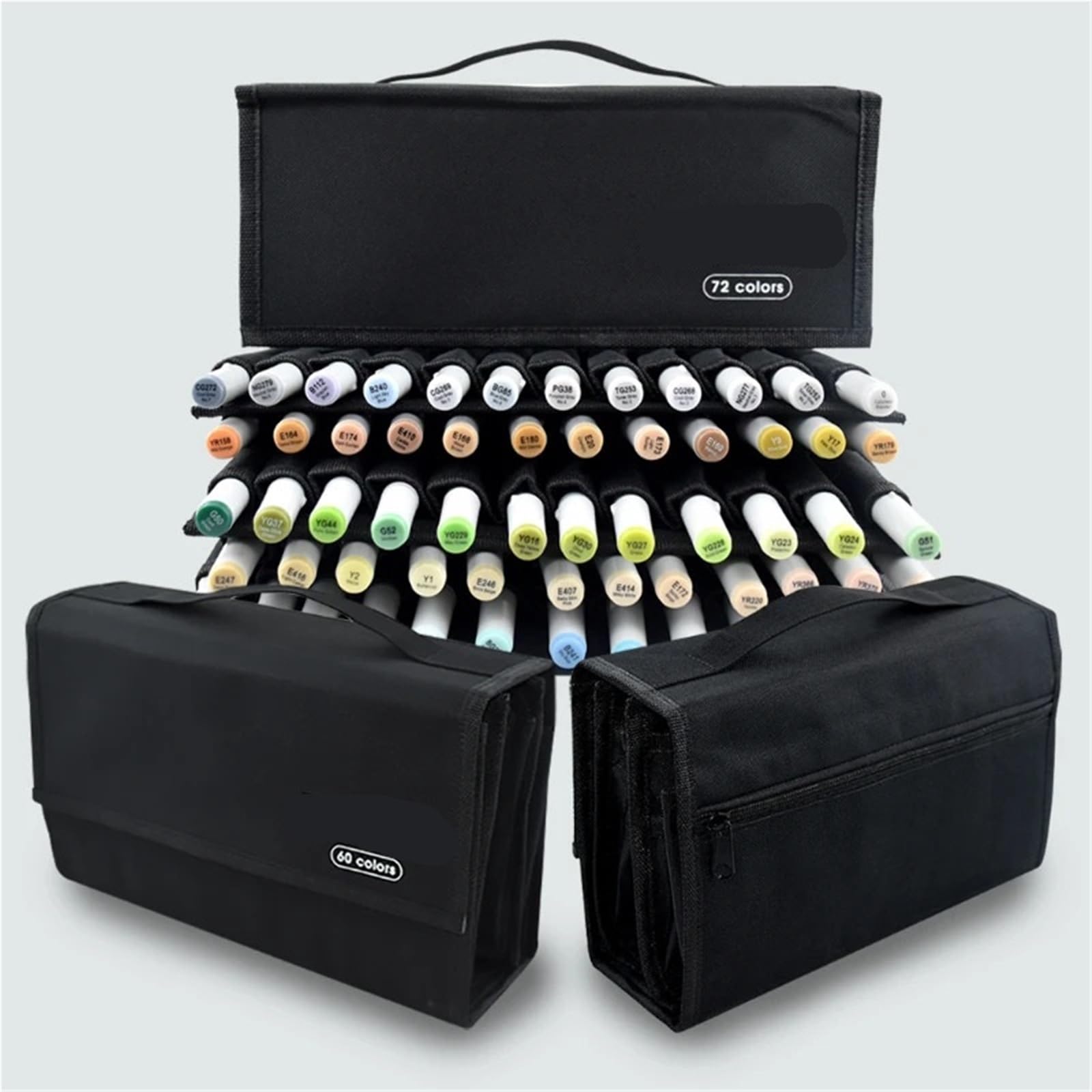 Porta Pennarelli Borsa porta pennarelli neri 12/24/36/48/60/72 Slot Tela di nylon Benda portatile Penna for acquerello Articoli di cancelleria for l'organizzazione Per Ufficio(72 sticks)