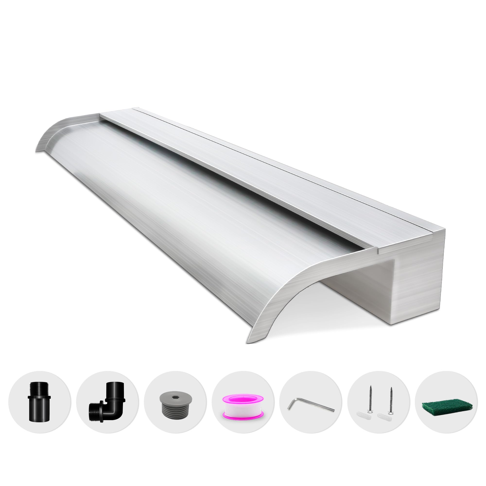 Waterfall Pourer, Stainless Steel Water Fountain with Open Lip on Top and Pipe Connection Kit, Indoor/Outdoor Water Element 90cm Garden Patio Pond Koi-image-38