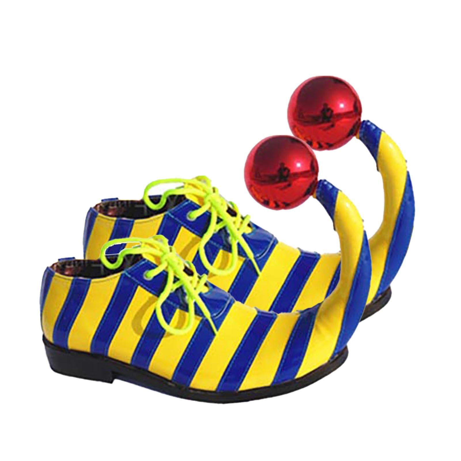 TTAO Adults Jumbo Clown Shoes Stripe Funny Circus Clown Shoes Elf Shoes Footwear for Carnivals Holiday Dressing Blue Yellow 42 Years