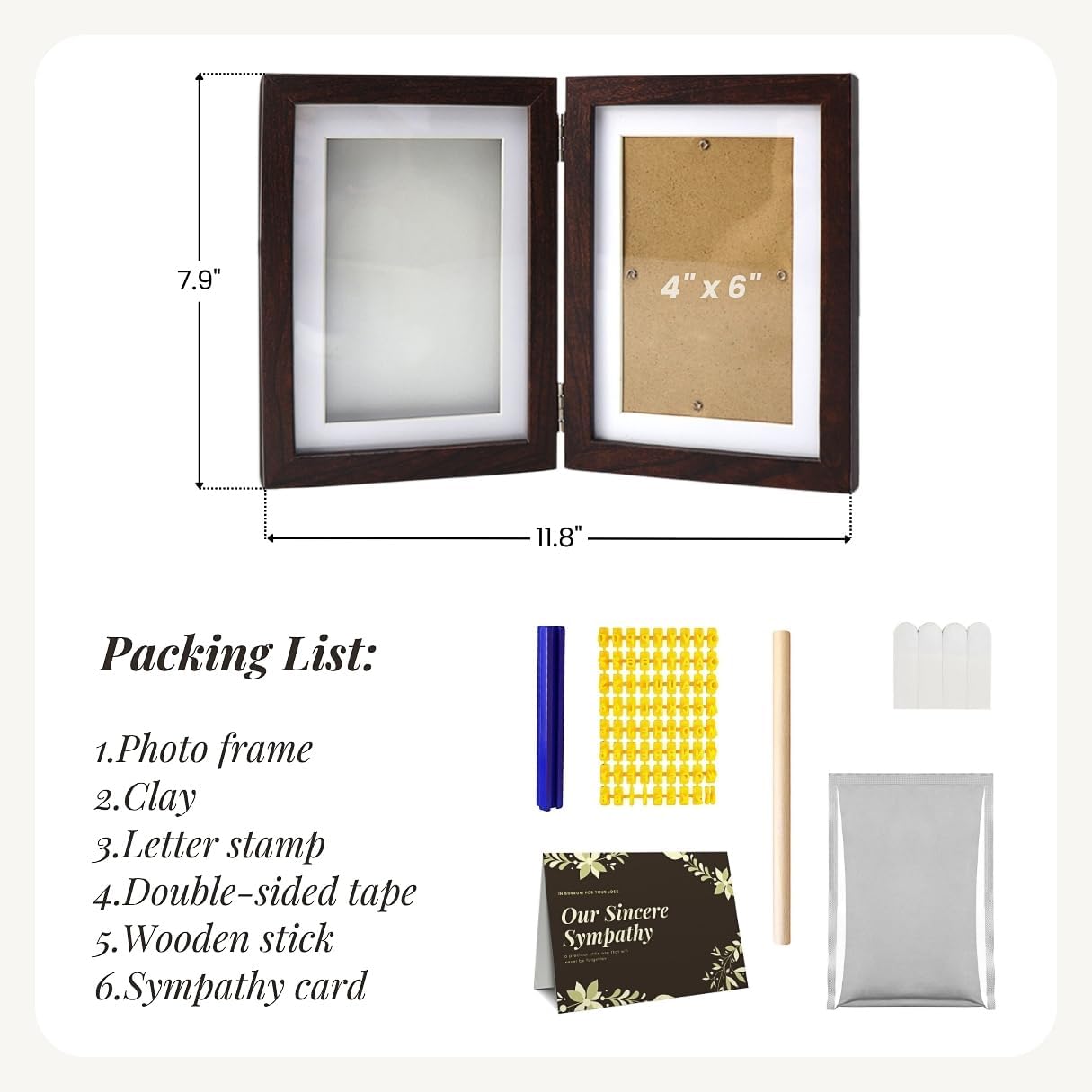 Pet Paw Print Photo Frame Kit for Dogs - Memorial Gifts for Loss of Dog, Clay Impression with Wooden Display, Remembrance Keepsake, Personalized Gift for Cats & Small Animal - Image 6