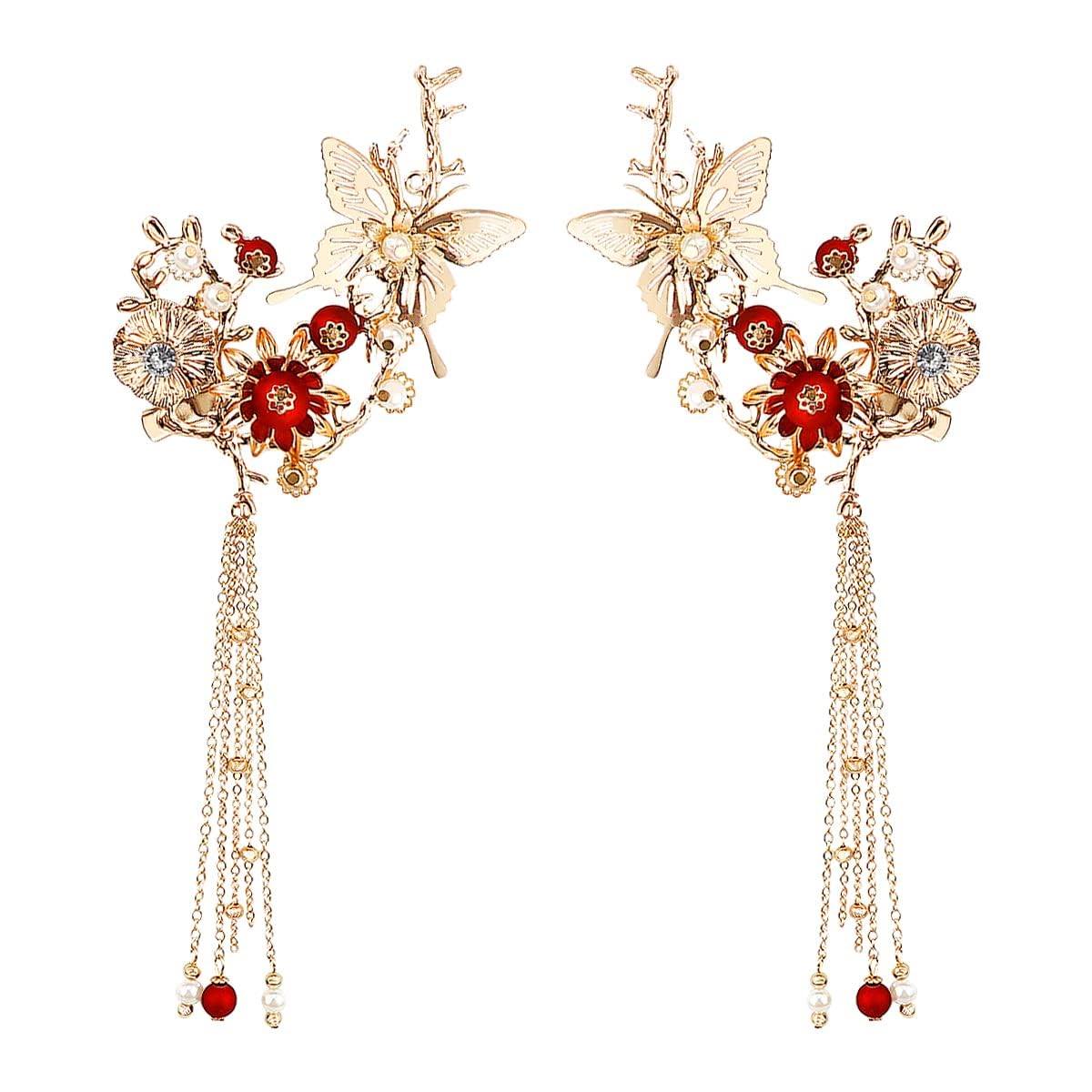 KASTWAVEElegant Butterfly Pearl Hair Clip for Traditional Attire, Weddings, Festivals, and Cosplay Events