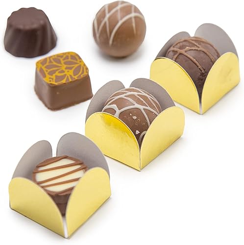 Truffilio Vasos cuadrados de trufa - Paquete de 30 30 vasos de papel dorado