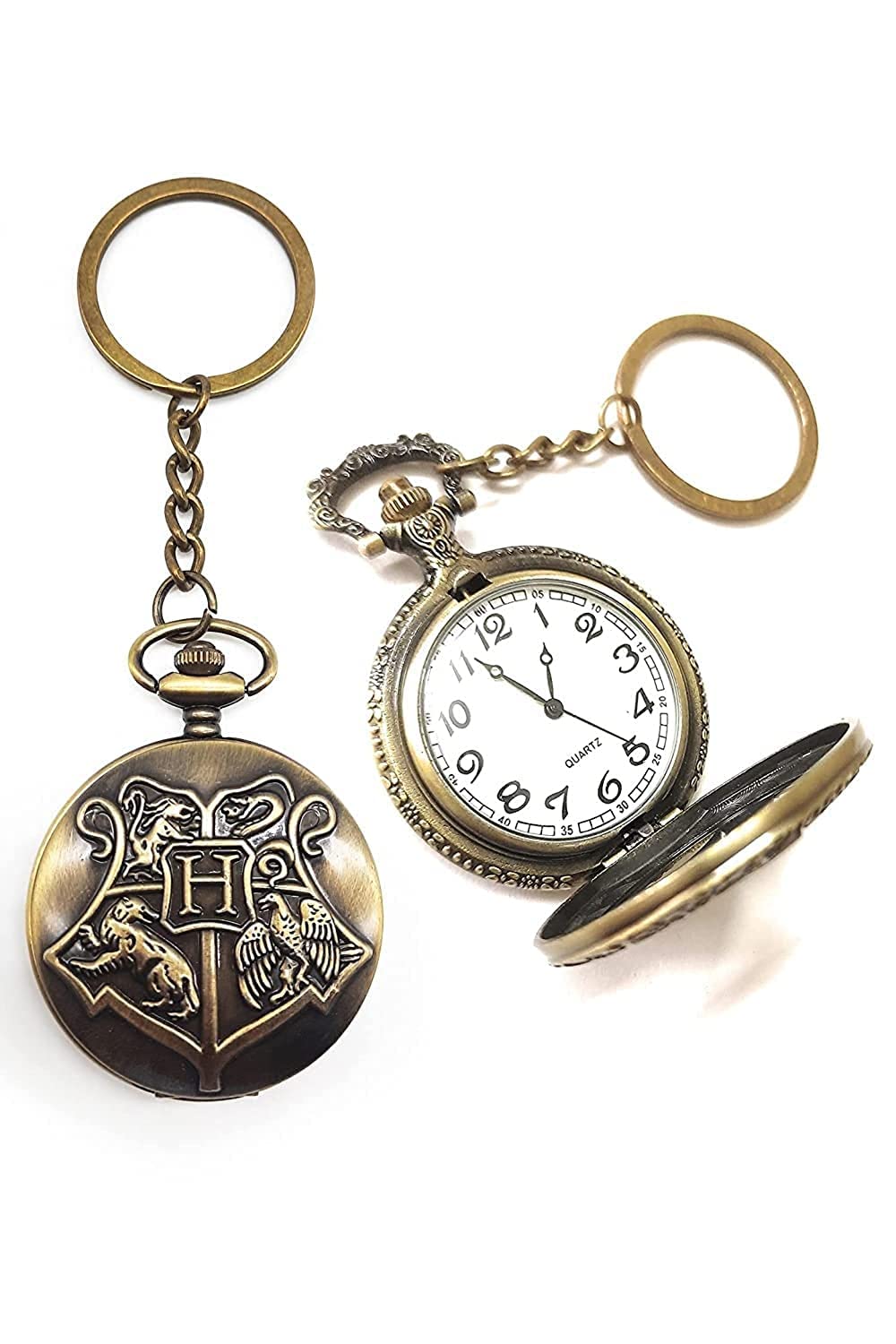 ONE POINT COLLECTIONSPocket Watch with Key Chain Unique Memorable Gift Dual Purpose Stainless Steel Clock for Men