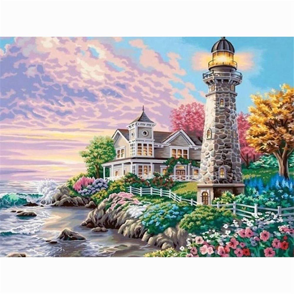 Diamant Art Painting Phare Pittoresque - Kit Canevas Broderie Strass Carré 70x90