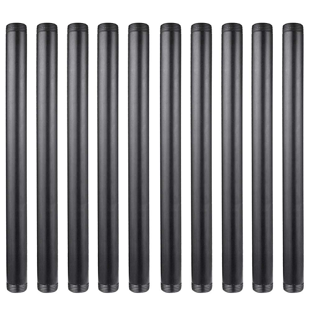 Lot de 10 tétines en acier malléable noir de 2,5 x 40,6 cm pour bricolage, style steampunk industriel vintage