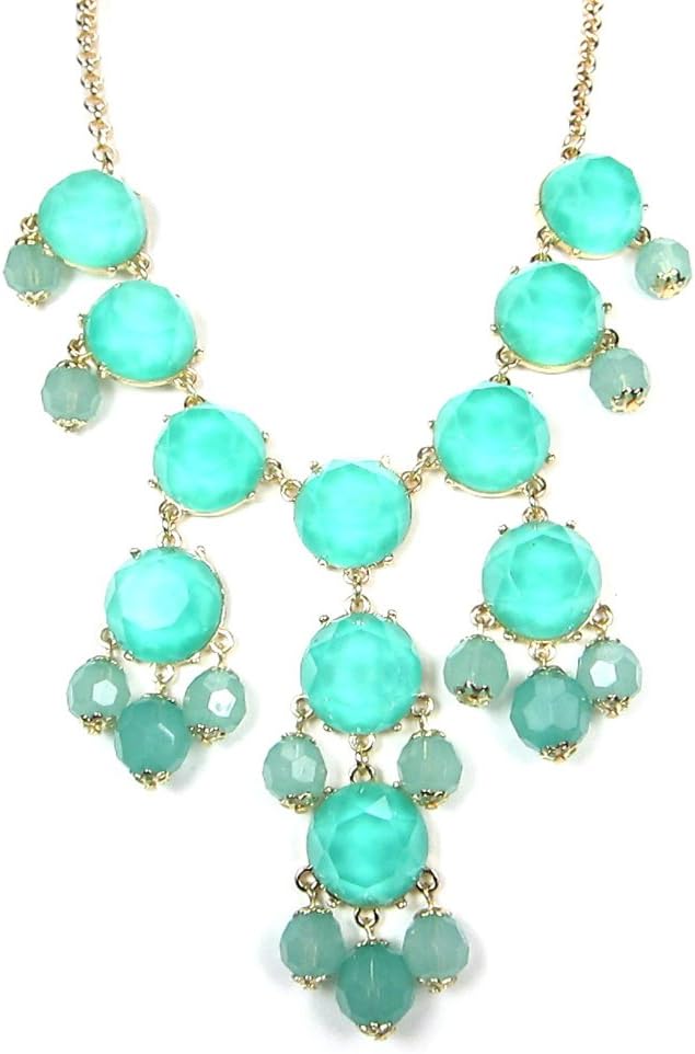 New Fashion Trendy Small Neon Turquoise Faceted Statement Bubble Necklace