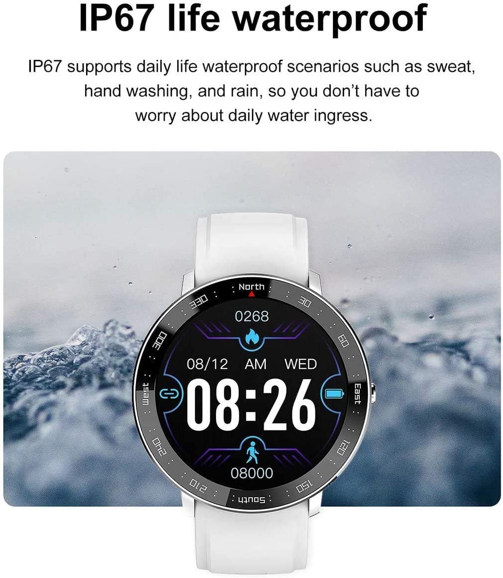 Inteligentny zegarek, wysokiej klasy modne zegarki męskie i damskie, sfigmomanometr, telefon komórkowy Bluetooth 5.0, telefon synchroniczny, Wechat (biały)