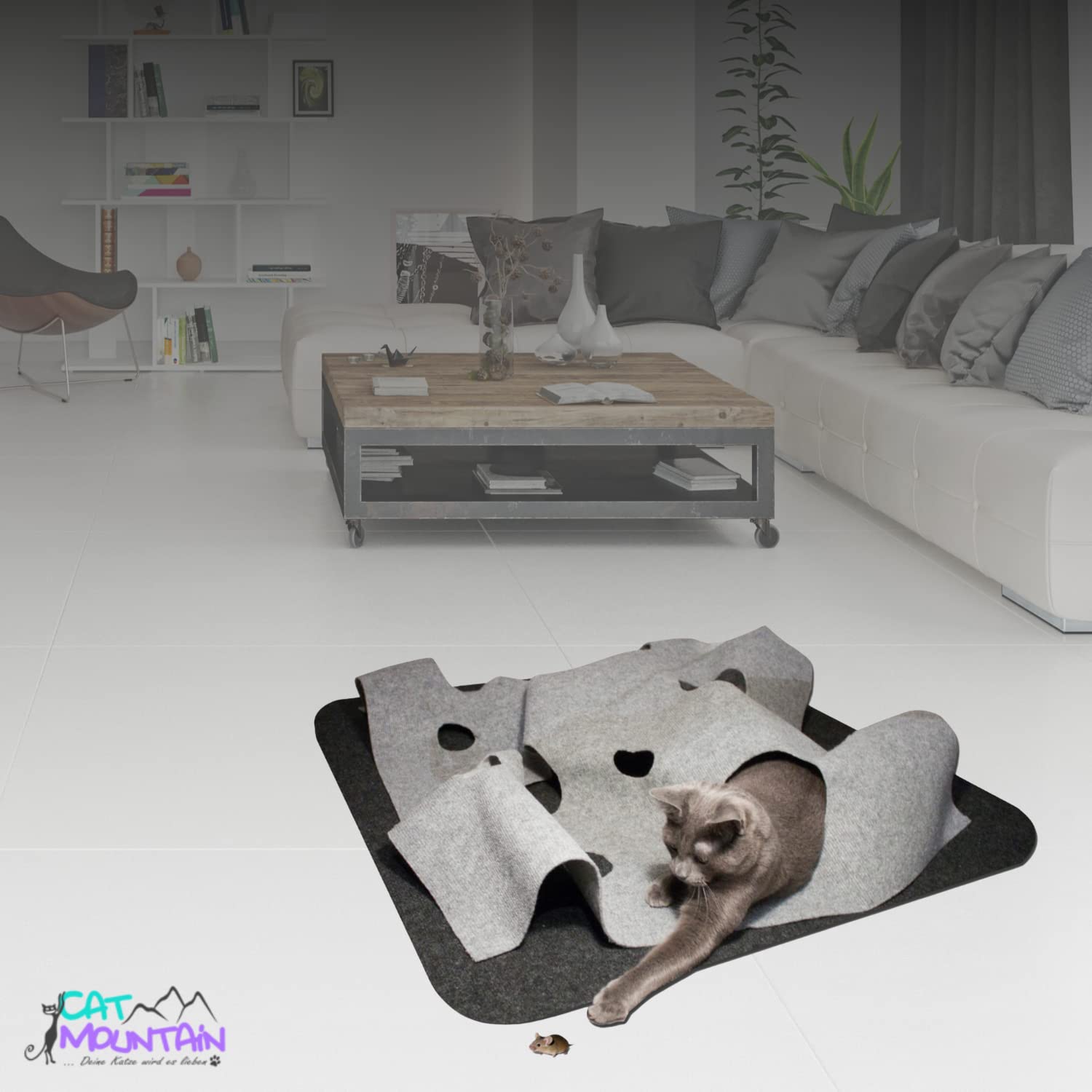 CatMountain® Katzenteppich Katzentunnel Katzenspielzeug interaktives Katzenspielzeug Kitten Spielzeug für Deine Katze.