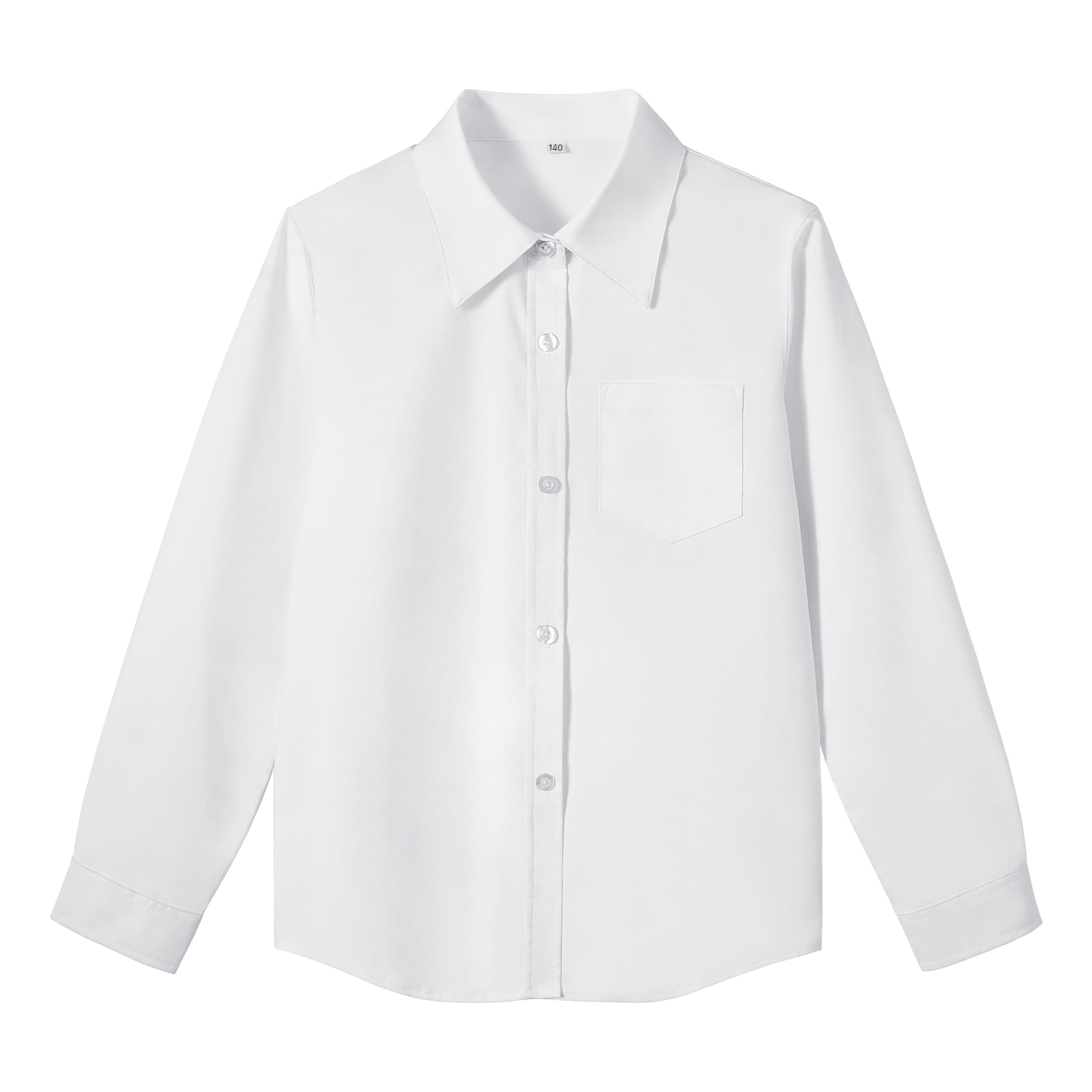 LOLANTA Chemise d'uniforme Scolaire pour Fille, Manches Longues, Chemisier boutonné avec Poche Poitrine, résistant aux Taches, mélange de Coton