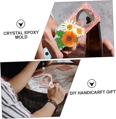 Miniatura 3 de EXCEART Abrebotellas DIY resina epoxi de cristal para abrebotellas, llavero de regalo de bricolaje, molde de silicona para abridor de cerveza