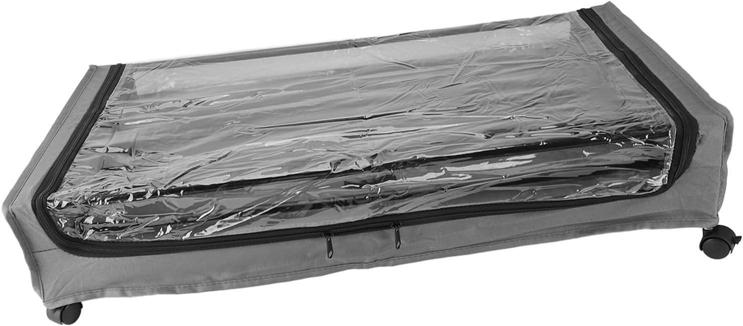 Focket Underbed Rolling Container, Versatile Underbed Organizer, Oxford Cloth with Clear Opening, Space Saving for Bedding (2pcs)