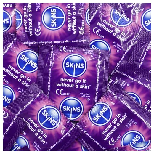 Skins Condones Extra Grandes Big Box - Condones XL Paquete a Granel 100 con Lubricación Adicional para Mayor Seguridad y Mayor Satisfacción