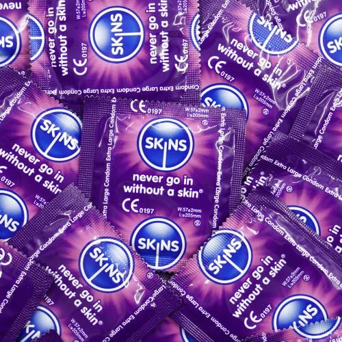 Skins Condones Extra Grandes Big Box - Condones XL Paquete a Granel 100 con Lubricación Adicional para Mayor Seguridad y Mayor Satisfacción