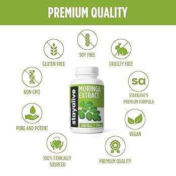 Amazon.com: STAY ALIVE Moringa Capsules 1000mg, 20:1 Extract