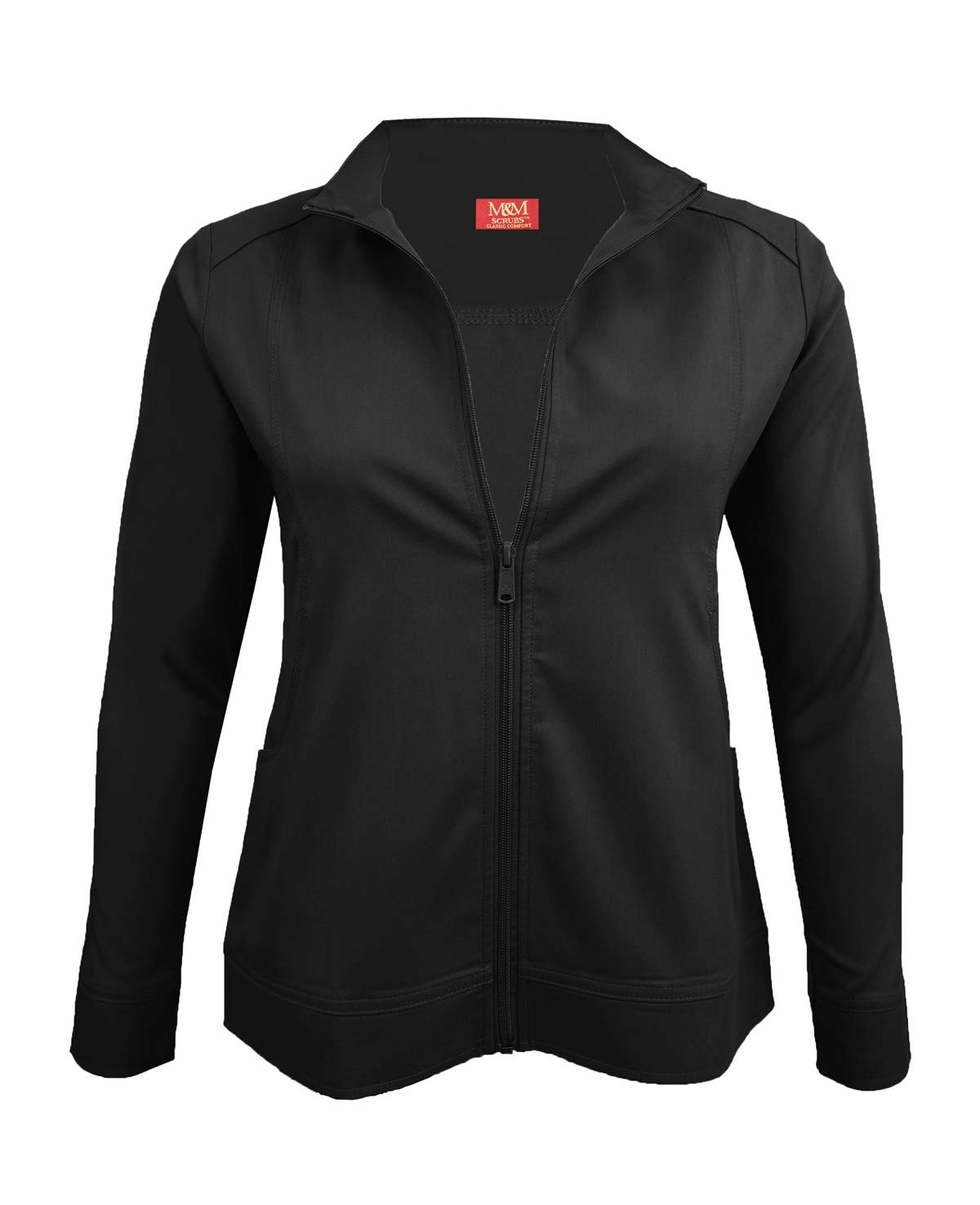 M&M Scrubs Women's Ultra Soft Front Zip Warm-Up Scrub Jacket (Large, Black)