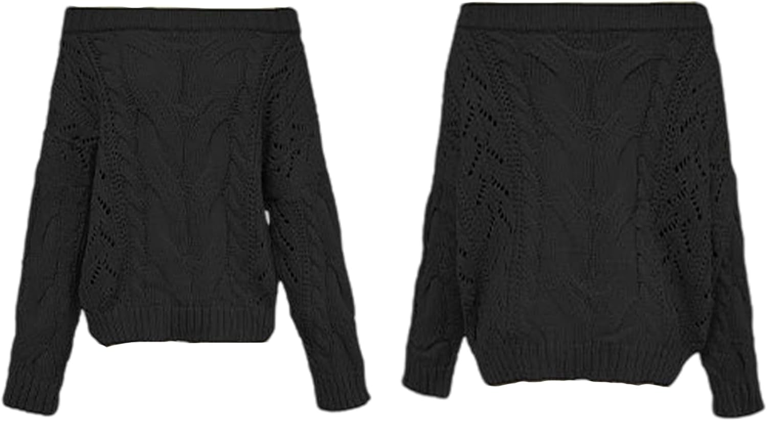 LAJIOJIO Womens Sexy Off The Shoulder Sweaters Oversized Knit Long Sleeve Crochet Pullover Sweater Top - Image 5