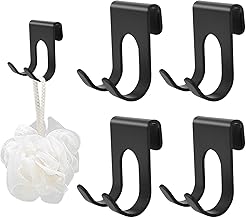 Lot de 4pcs Support de Rasoir Crochets, Porte Rasoir Douche en Aluminium, Crochet Porte Serviette Sans Perçage, Crochets Adhésifs pour Salle de Bain et Cuisine Organiseur(Noir)