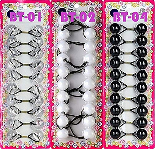 Tara Girls Twinbead Multi Cute Mixed Design Ponytail Elastics Pack Of 3 (COMBO 2)