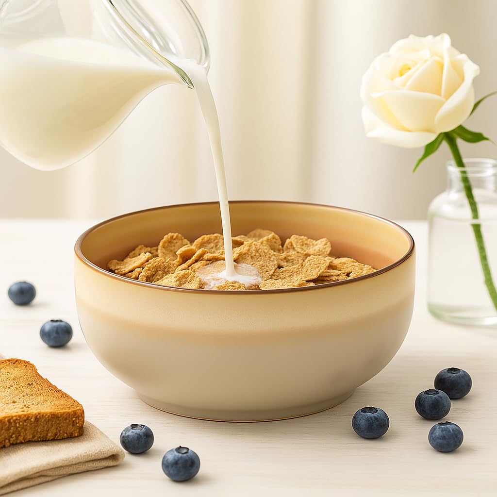 Ava Nord Set di ciotole in ceramica per cereali, da 113,4 a 600 ml, per zuppe, insalate, dessert o gelato, impilabili, lavabili in lavastoviglie e adatte al microonde, piccole ciotole rustiche per