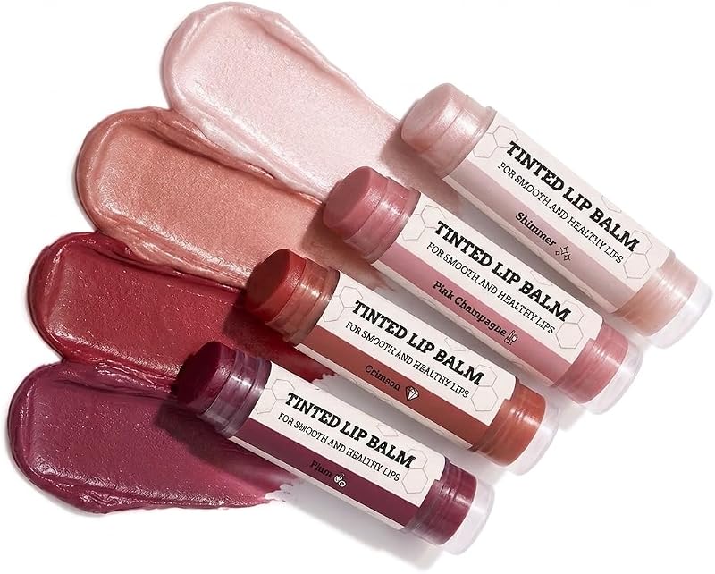 Earth's Daughter Tinted Lip Balm 4 Pack of Assorted Colors - Beeswax, Coconut Oil, Cocoa Butter, Vitamin E - Moisturize and Beautify - Paraben Free