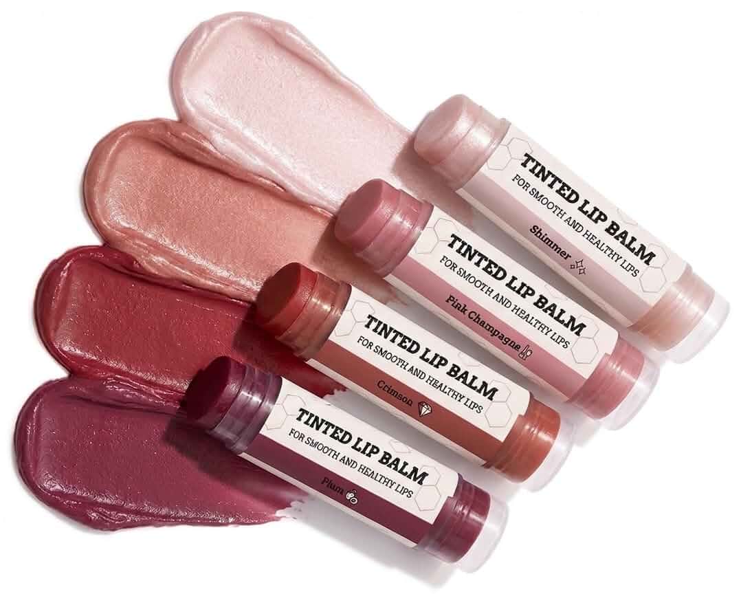 Earth's Daughter Tinted Lip Balm 4 Pack of Assorted Colors - Beeswax, Coconut Oil, Cocoa Butter, Vitamin E - Moisturize and Beautify - Paraben Free 4 Count (Pack of 1)