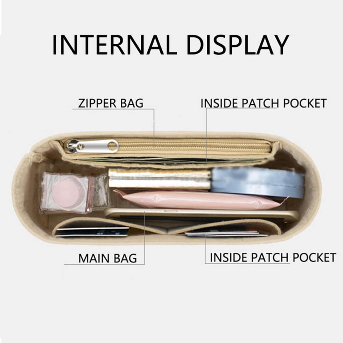 Lckaey Purse Organizer insert for Handbag Kelly 25 organizer1011Beige-S - Image 6