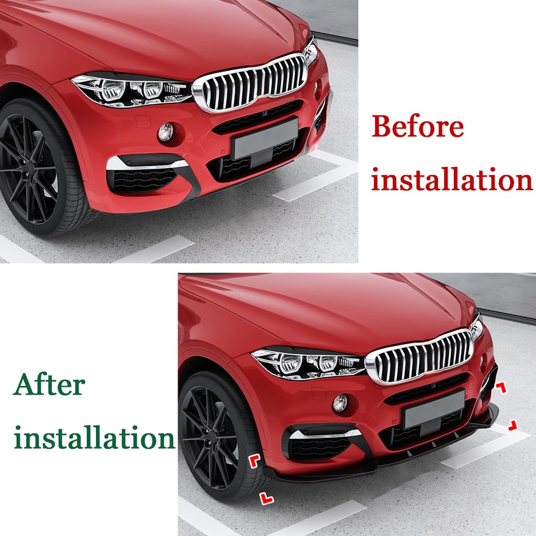Coche Alerón Delantero para BMW X6 F16 M Sport 2015-2019, Alerón Divisor para Parachoques Delantero Anti Colisión Spoiler Delantero Protección para el Borde del Mentón,A Black