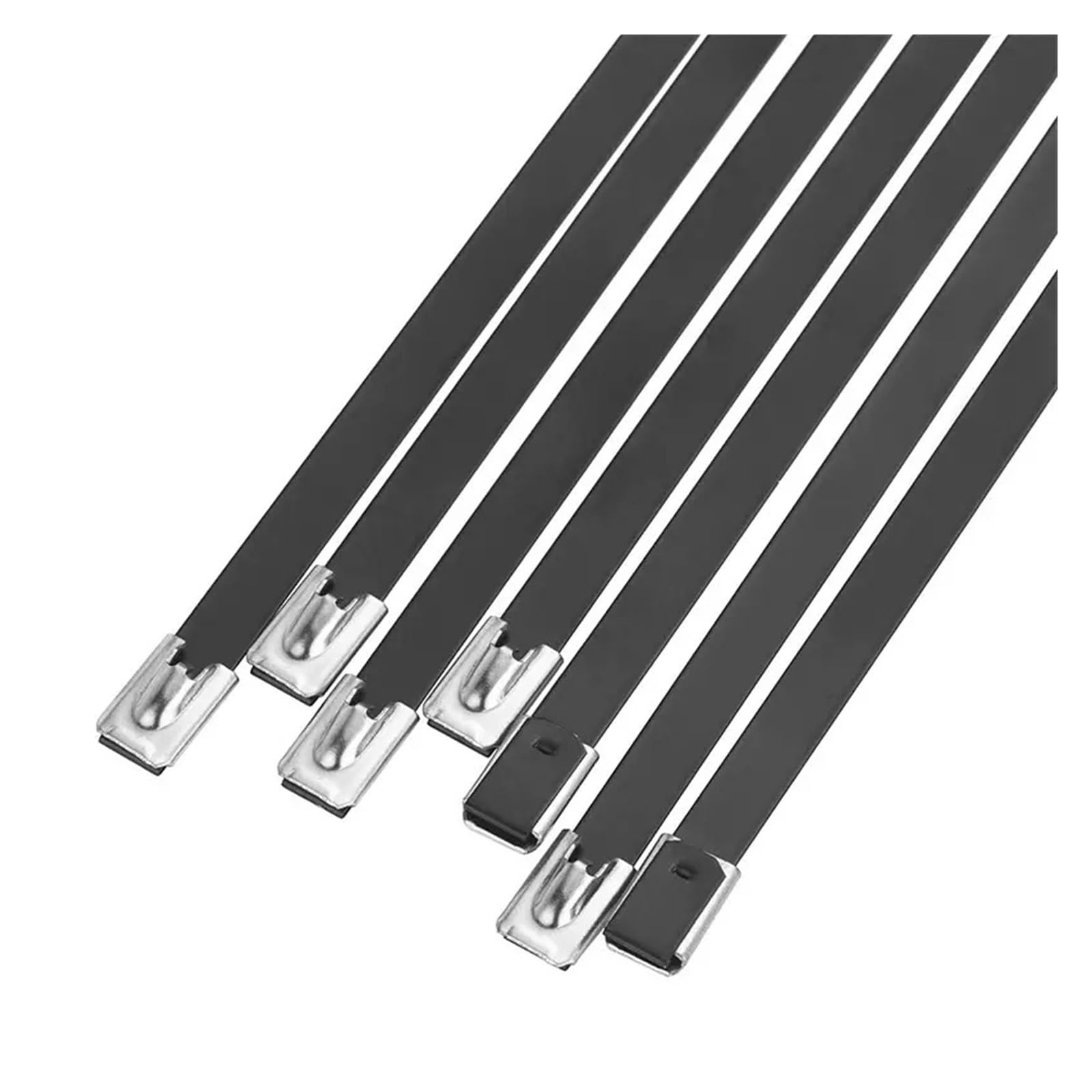 Fascette fermacavi in ​​metallo con rivestimento nero da 50 pezzi 7,9 mm, fascette metalliche di scarico multifunzionali in acciaio inossidabile(7.9x1000mm)